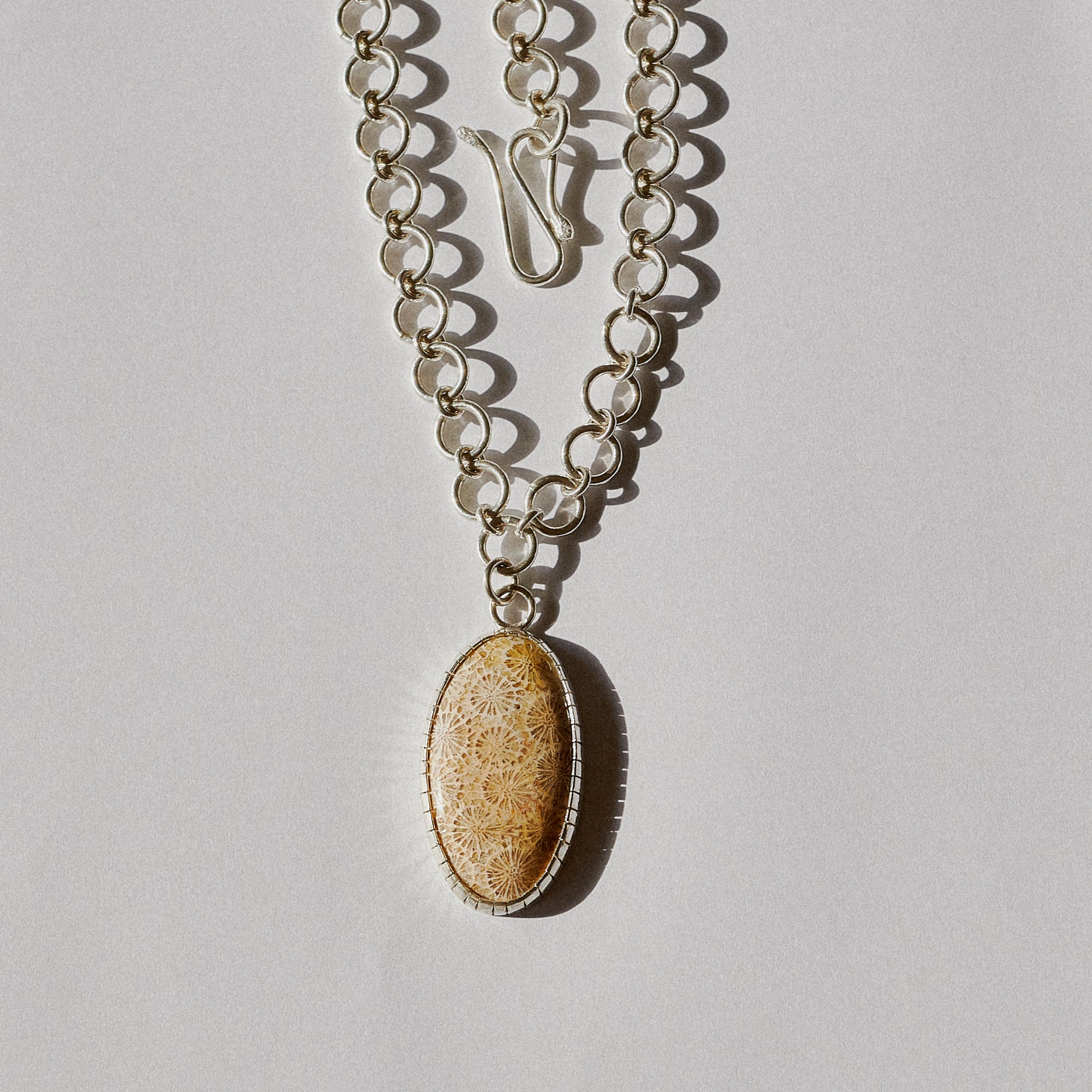 Coral Fossil Necklace - Handmade in 925 Silver